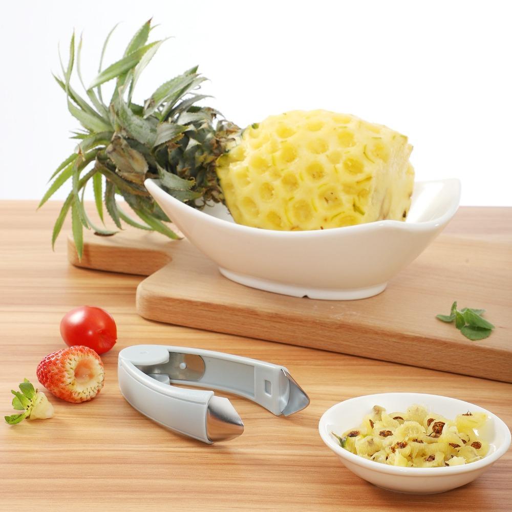 Stainless Steel Strawberry Pineapple Eye Peeler Strawberry Leaf Remover Pineapple Seed Cutter Fruit Shelling Kitchen Tweezers