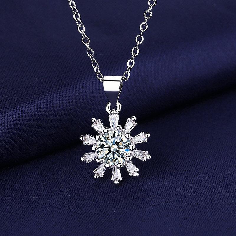 925 Silver Necklace For Women Round Pendent Sparkling Pave CZ Necklace Fashion Anniversary Birthday Jewelry Gifts N755