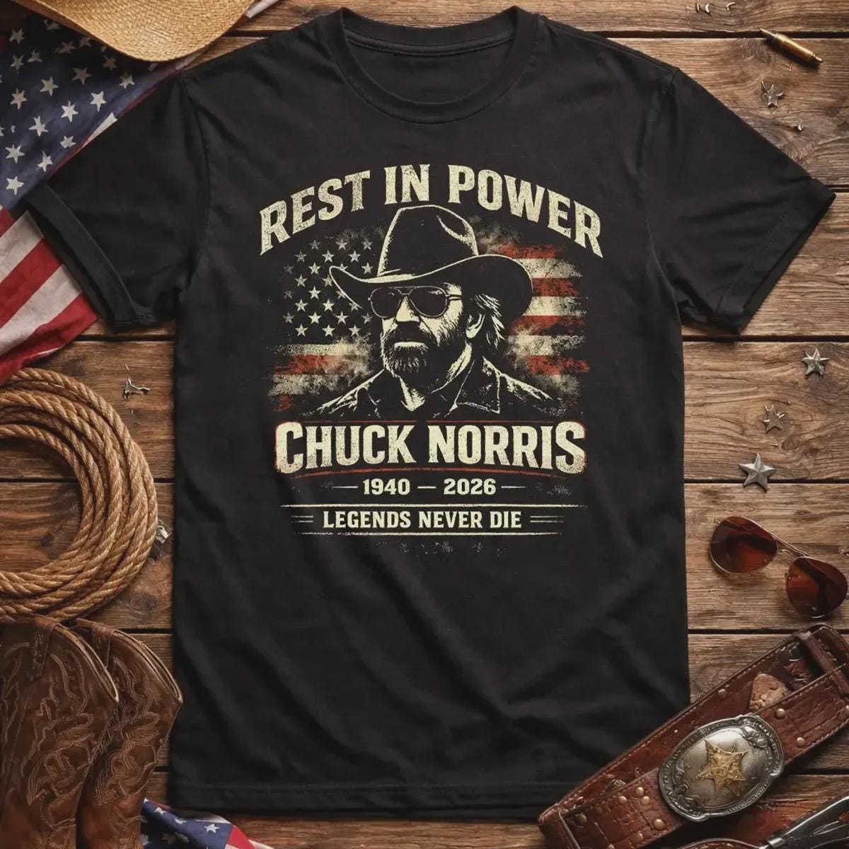 Chuck Norris Rest in Power T Shirt Legends Never Die Tshirt 2026 Summer New Hotselling Unisexs Womens Cotton Oversized Tshirt M