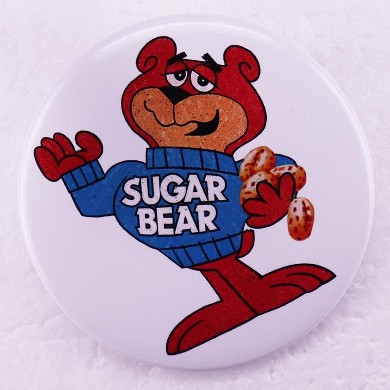 Cereal Ad Cartoon Sugar Bear Tinplate Brooch