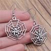 Spider Drop Earring Vintage Antique Silver Color Antique Bronze Color Cobweb Dangle Earring For Women