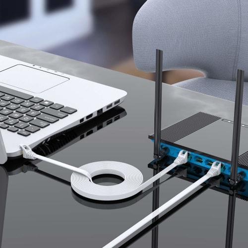 Cablu BUSOHE Cat-8 LAN 3 metri Set de 2 Cablu plat 40Gbps 2000MHz cu conector RJ45 Gigabit de mare viteză??Cablu Ethernet placat cu aur anti-rupere C