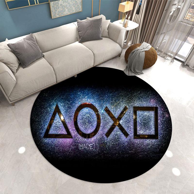 Gamer Living Room Area Rug Round Boys Bedroom Carpet Chair Mat Anit-Slip  Game Console Bathroom Floor Rug Doormat Entrance
