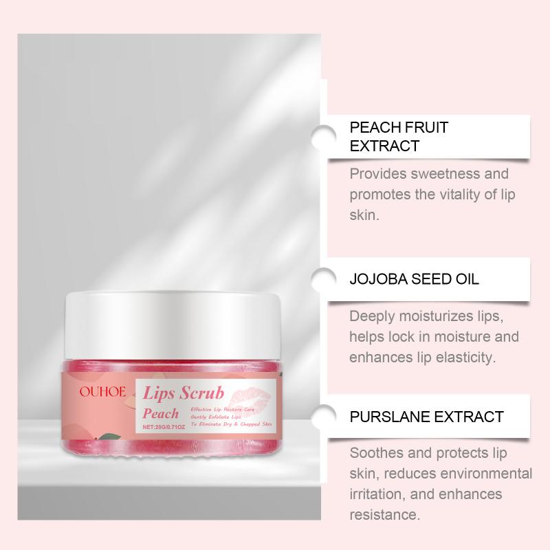 Peach Brightening Lip Scrub Exfoliating Pink Plumper Moisturize Smooth Skin Repair Lighten Fine Line Dead Skin Remover Lip Scrub