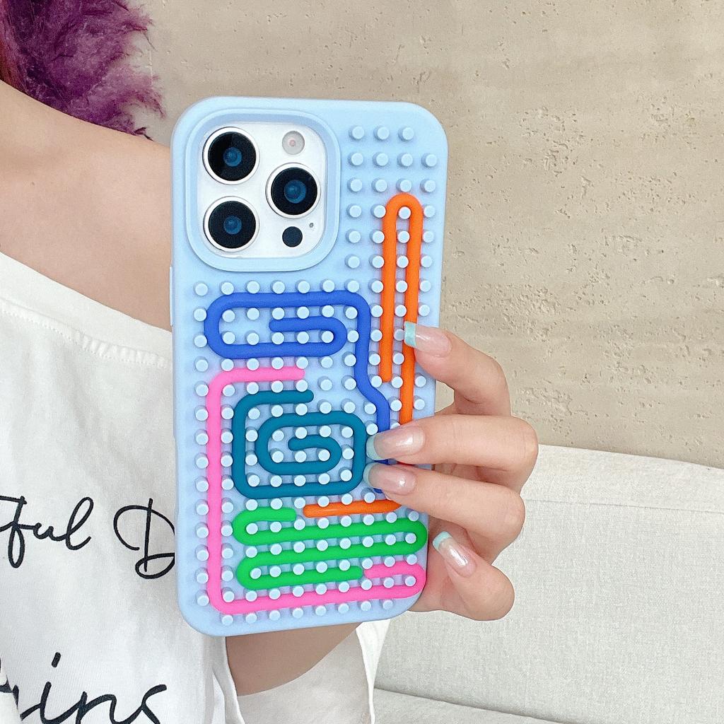 DIY Puzzle Maze Funny Sensory Activity Board Silicone Case For iPhone 16 15 14 13 Pro Max Creative Decompression Arc Soft Cover