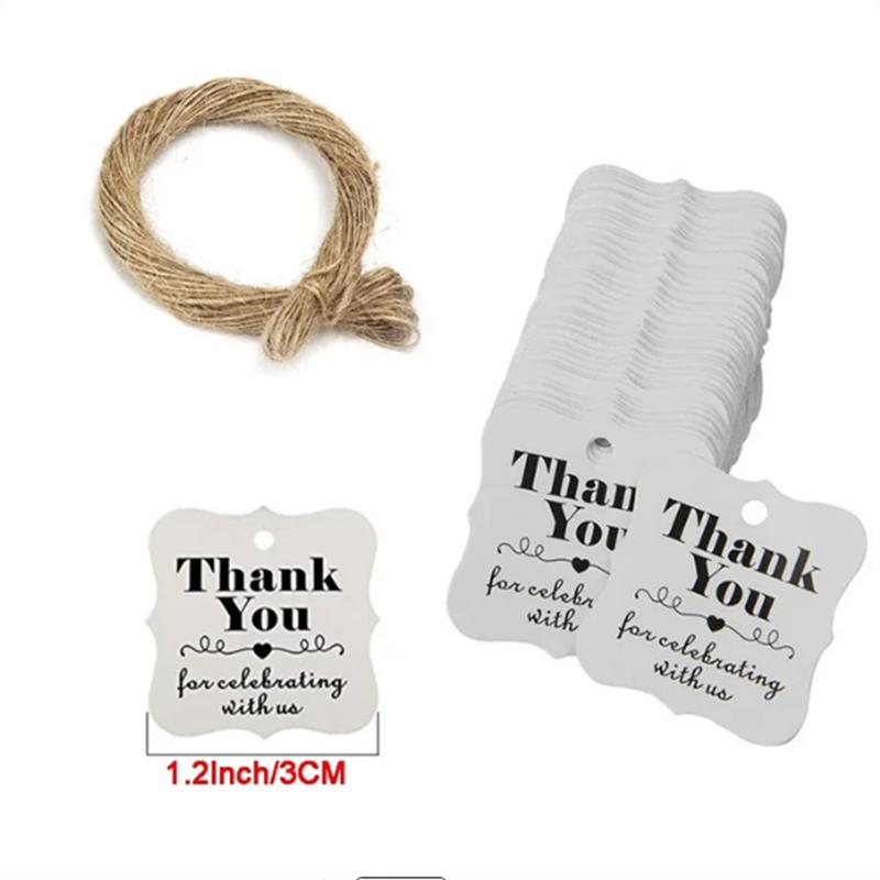 100 szt. etykietka + 20 metrów sznurka ręcznie robiona etykietka do samodzielnego zawieszania. Dziękujemy za świętowanie z nami. Tagi Prezent Pieczenie, Dekoracja Opakowania