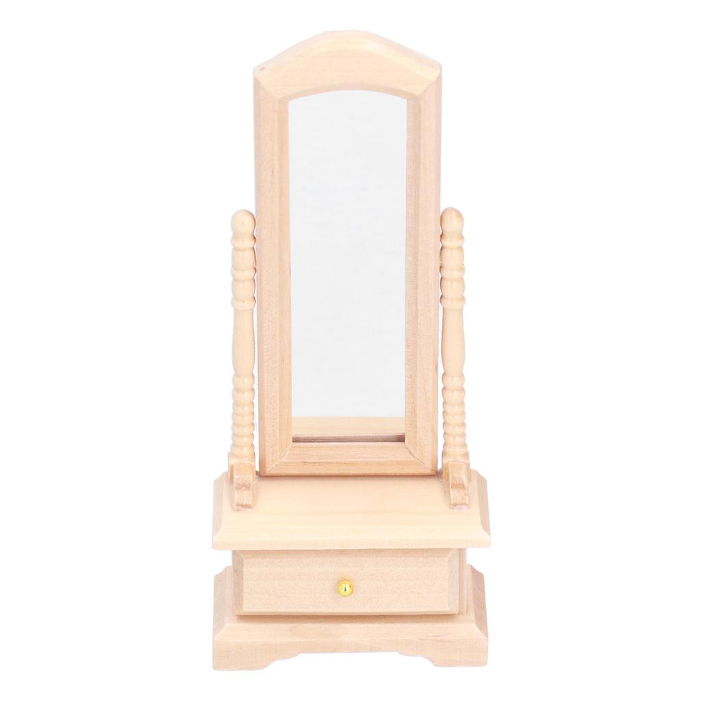 1:12 Puppenhaus Schminkspiegel mit Schublade Miniaturmöbel Dekorationszubehör Burlywood