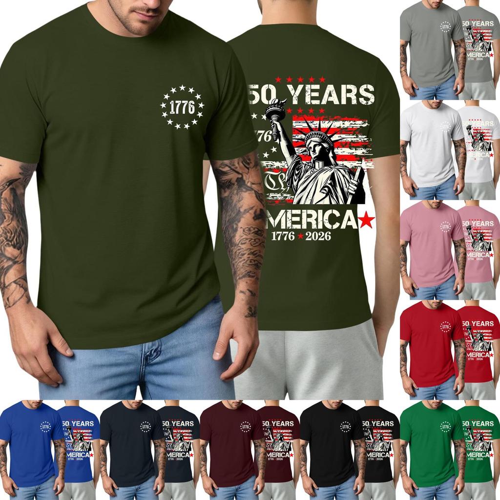 Men's Short-sleeved Fashionable Casual Everyday Trendy Letter Print Short-sleeved Shirt