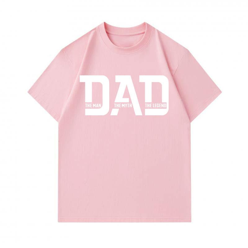 Men's 100% Cotton Crew Neck Short Sleeve T-Shirt, DAD The Man The Myth The Legend Print Casual Comfortable Father's Day Gift Tops For Daily Wear