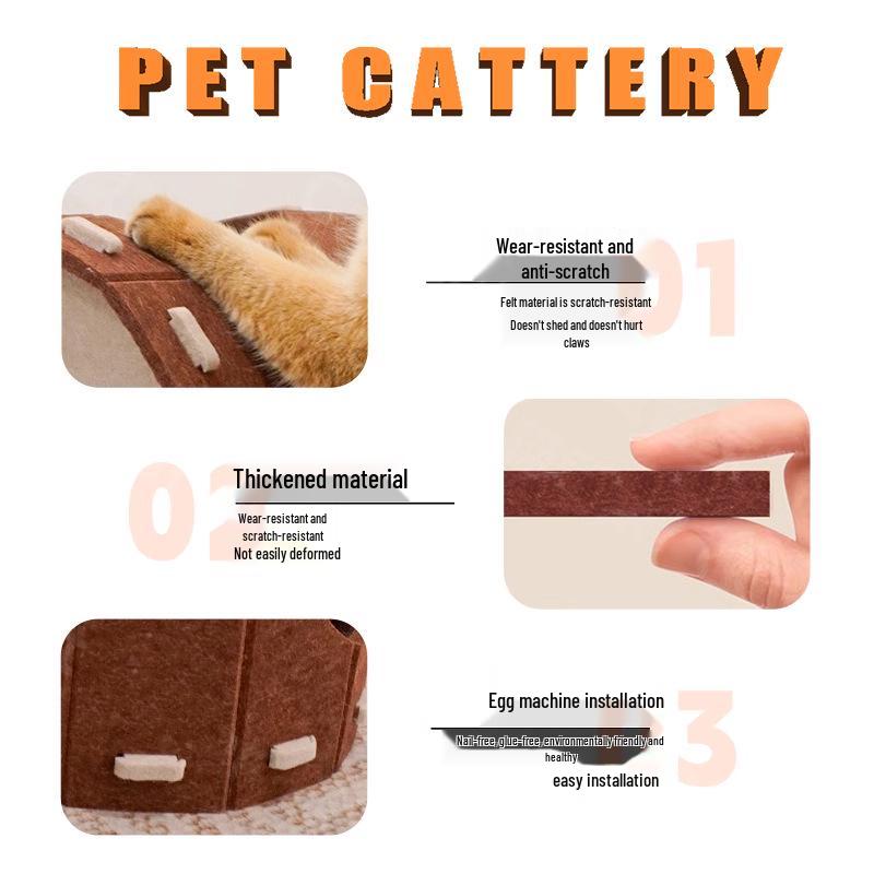 Trwały filcowy domek dla kota: Łóżko dwuwarstwowe i drapak