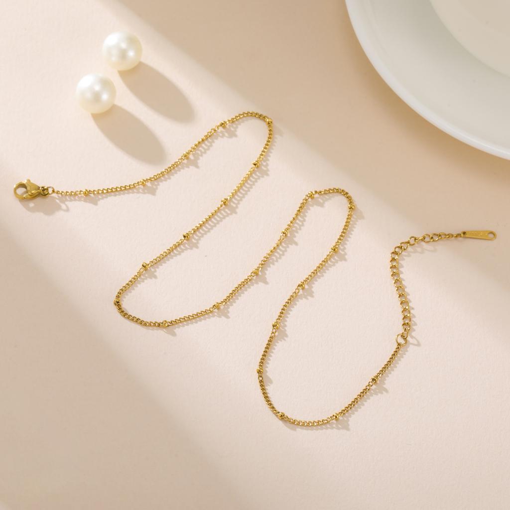 5pcs/lot 1.5mm Satellite Chain Necklaces for Women Stainless Steel Gold Minimalist Beaded Necklace Jewelry