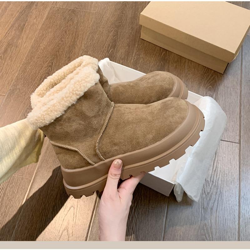 Thick-soled heightening snow boots for women's new winter piled and thickened thermal cotton shoes for women with short boots