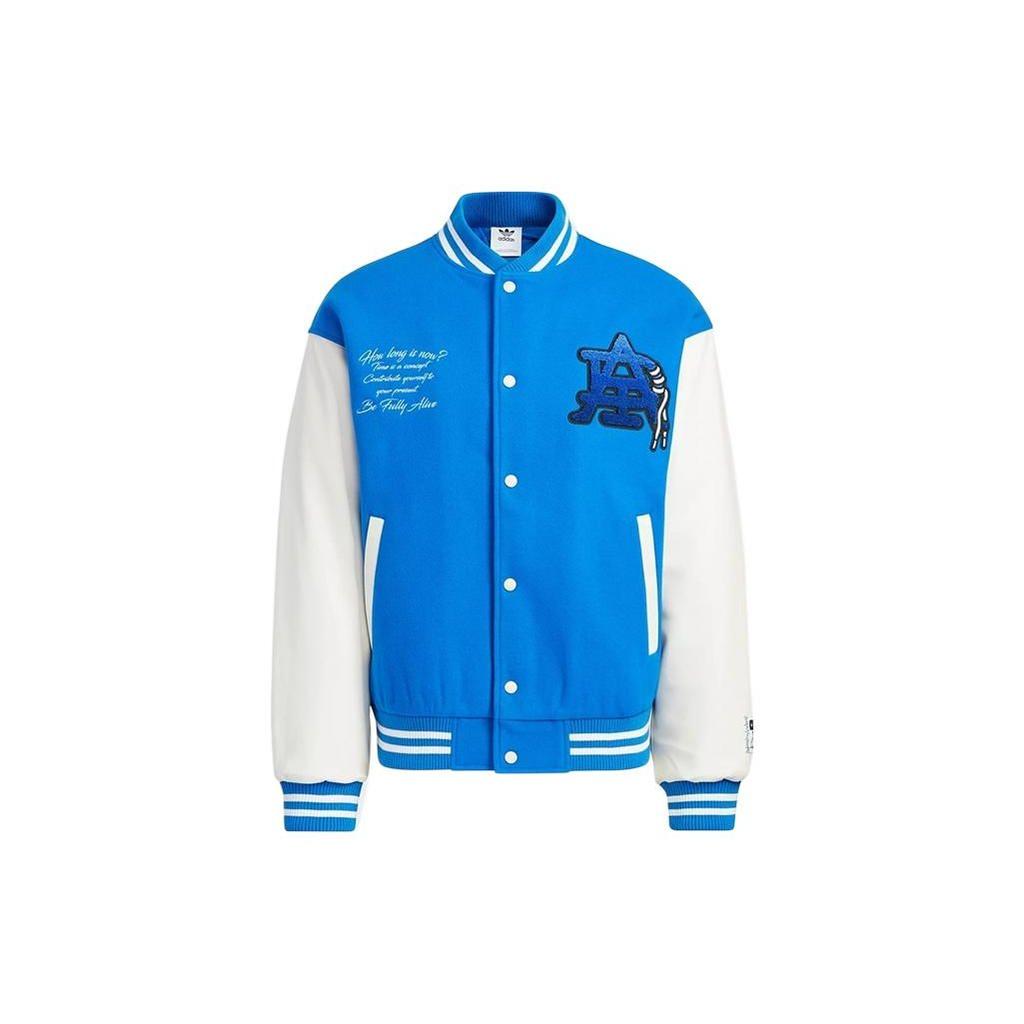 Adidas Originals Trefoil Letter Logo Print Casual Sports Jacket Men Jackets Blue IA3900