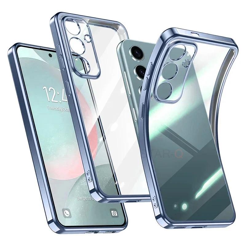 S 24 23 22 21 Plating Transparent Case For Samsung Galaxy S24 S23 S22 S21 Ultra Plus Fe G Clear Silicone Back Cover