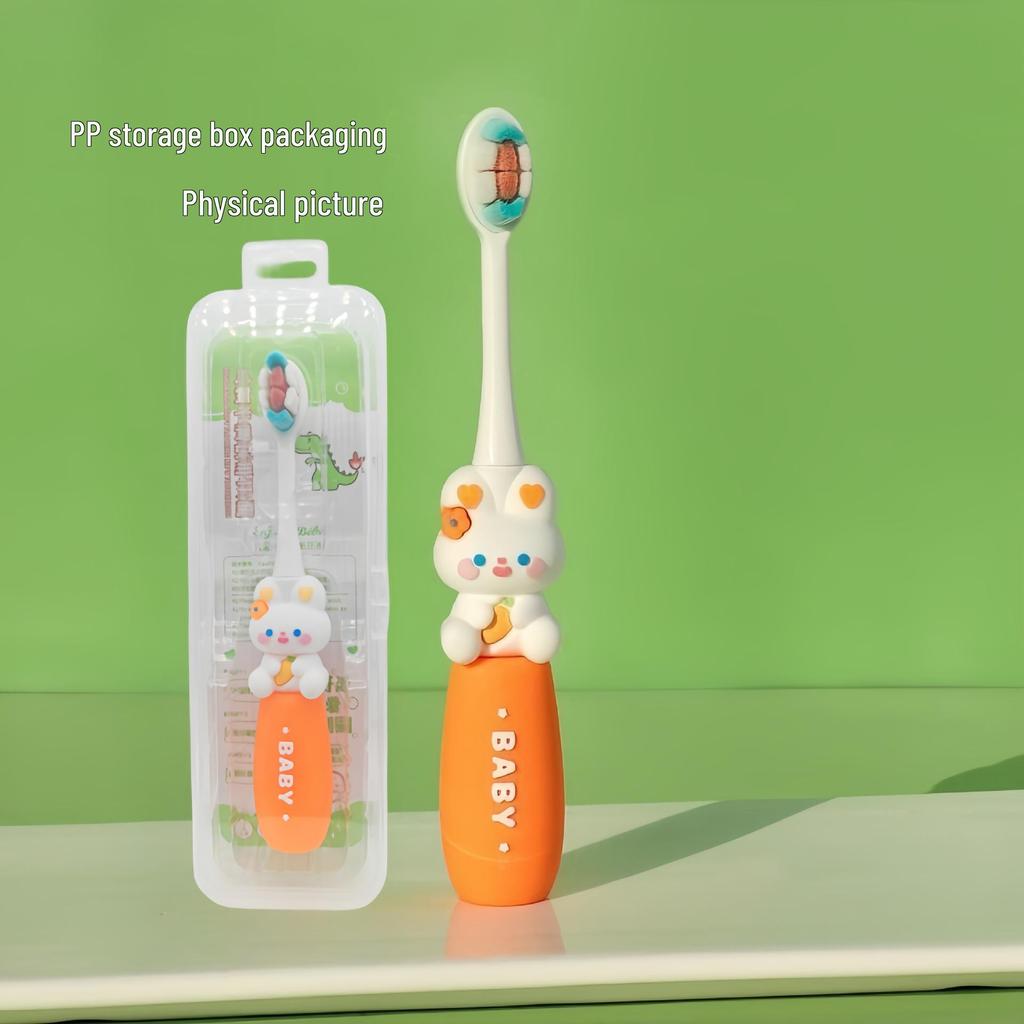 Children's Cartoon Dinosaur Toothbrush, Ages 3-12, with Cute Non-slip Handle & Soft Bristles for Gentle Oral Care