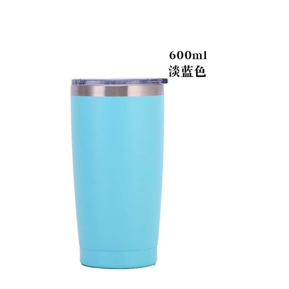 20oz Powder Coated 304 Stainless Steel Car Tumbler, Double Wall Vacuum Insulated Iced Coffee Travel Cup with Sliding Lid