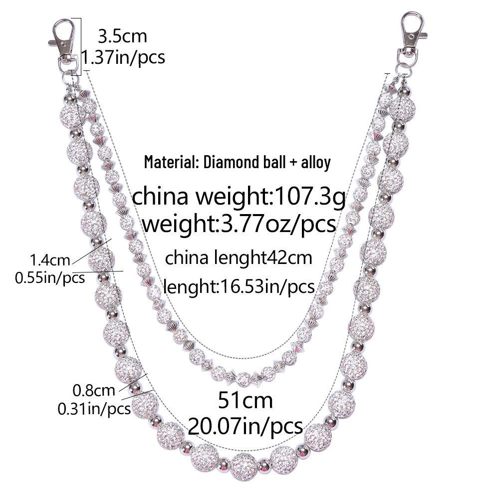 Unisex Rhinestone Double-Layer Hip Hop Waist Chain - Trendy Punk Denim Pants Accessory