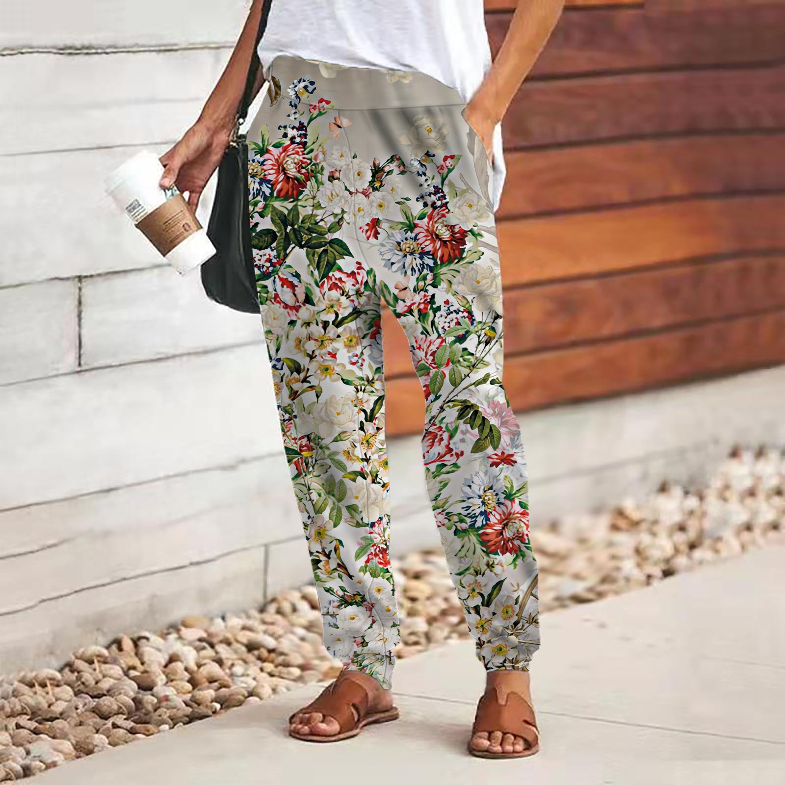 

Женские брюки с принтом 3D Pink Crystal Rose, свободные брюки со шнуровкой и эластичным поясом, повседневные длинные брюки с карманами 8XL бежевый