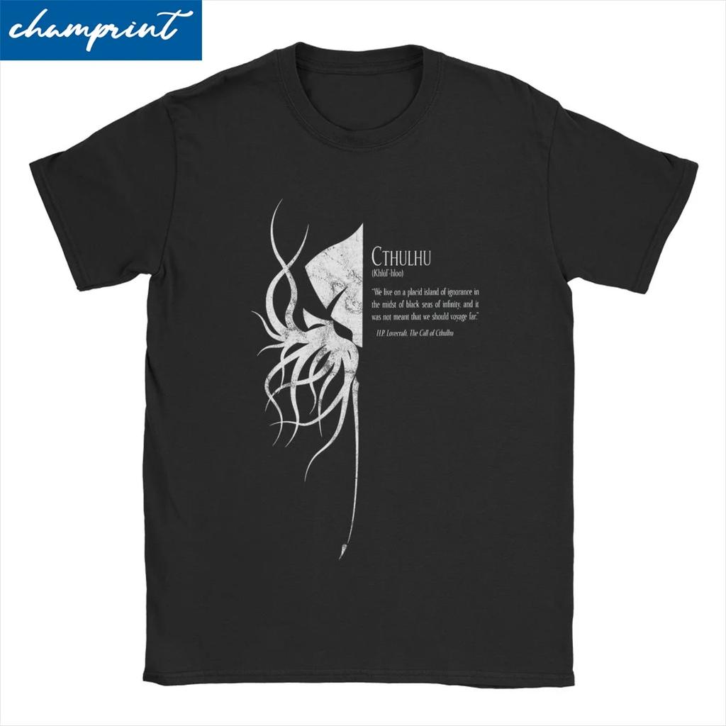 Cthulhu Mythos Lovecraft T Shirts Men Women Pure Cotton Cool T-Shirt Round Neck Cthulhu Tees Short Sleeve Tops Adult