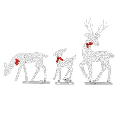 3pcs Lighted Christmas Decoration Deer Home Warm White Light Iron LED Reindeer Family Set Tabletop