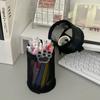 Simple Mesh Pencil Case Portable Mesh Pen Holder  Bag Stationery Storage Organizer  Back To School