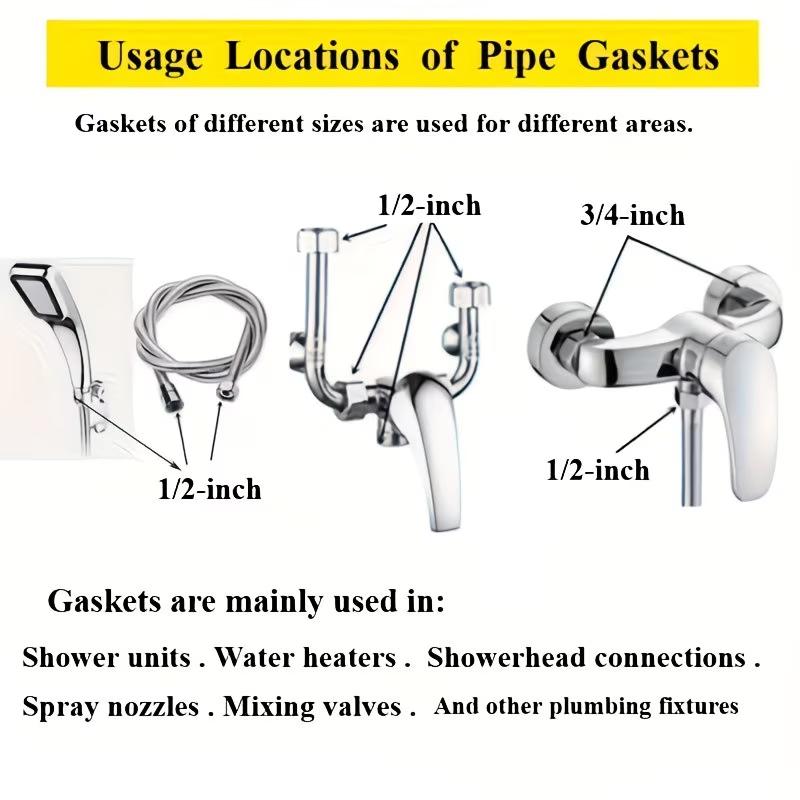 20pcs Garden Shower Hose Connection Seal Rubber Gasket, 1/2" Pipe Seal Ring for Hot & Cold Water, Drain Connector