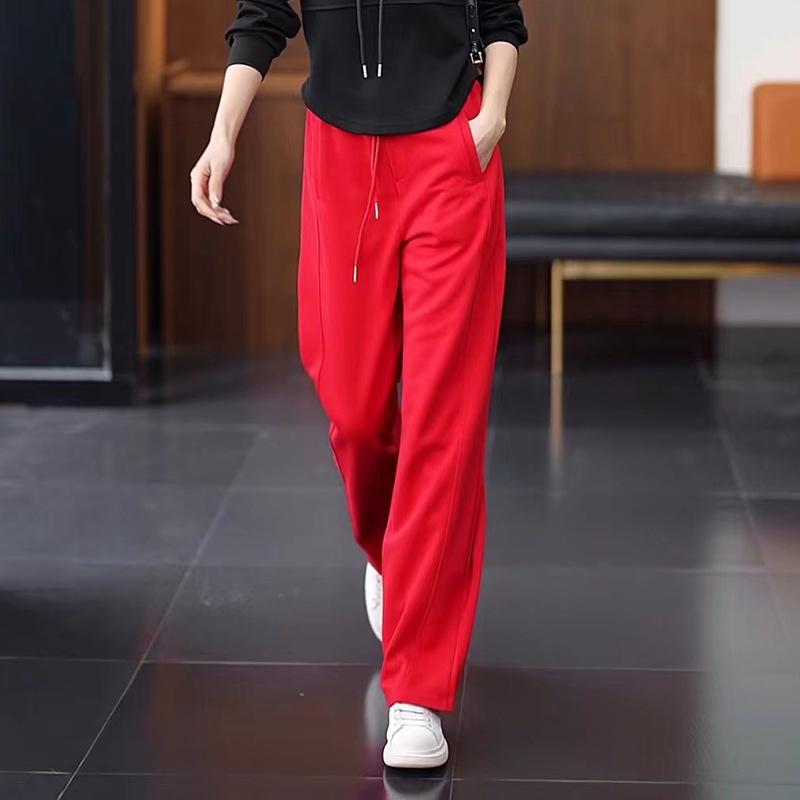 

Women s High-Waist Wide Leg Pants - Slimming, Fleece-Lined, Versatile, Plus Size, Casual Fashion for Spring/Autumn. M (100-110 lbs)