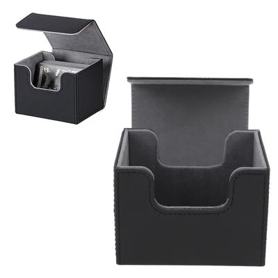 Karten Deckbox Magnetischer Klappdeckel Große Kapazität PU Leder Kartenaufbewahrungskoffer für Spielkarten Tarotkarten Schwarz