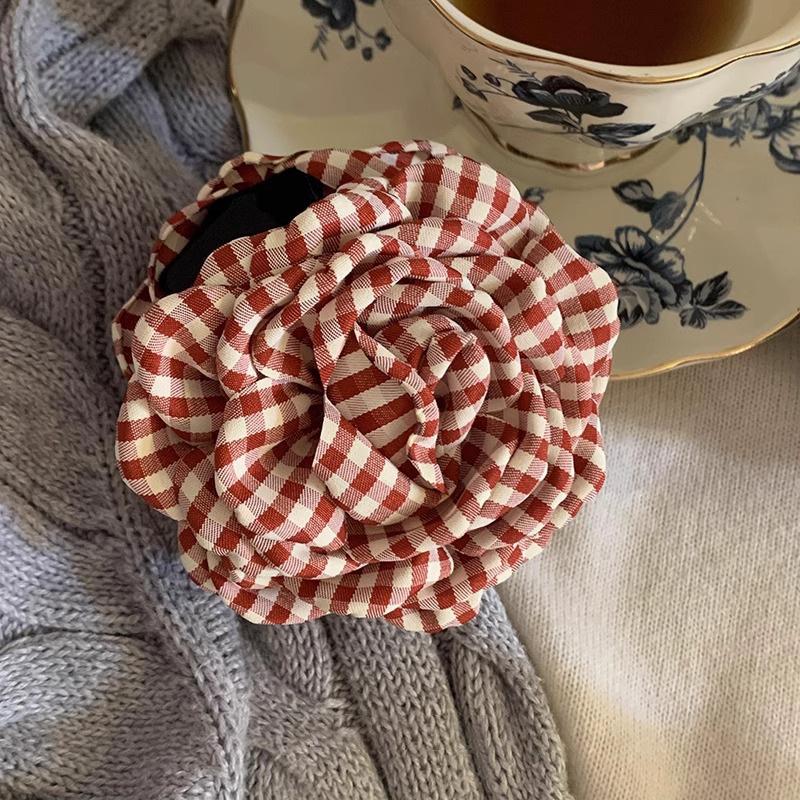 Early Spring Experience Plaid Flower Clip Simple Hair High-end Large Korean Accessory Headwear Ins