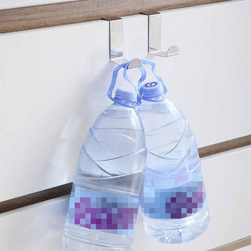 2Pcs S-Shape Cabinet Door Hook Stainless Steel Hanger Key Storage Hook Punch-Fre