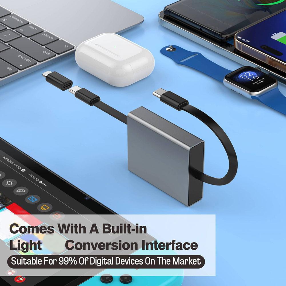 Fast Charging Type C Cable, Aluminum Alloy Retractable Cord for Phone Laptop, USB C To C Portable Extendable Data