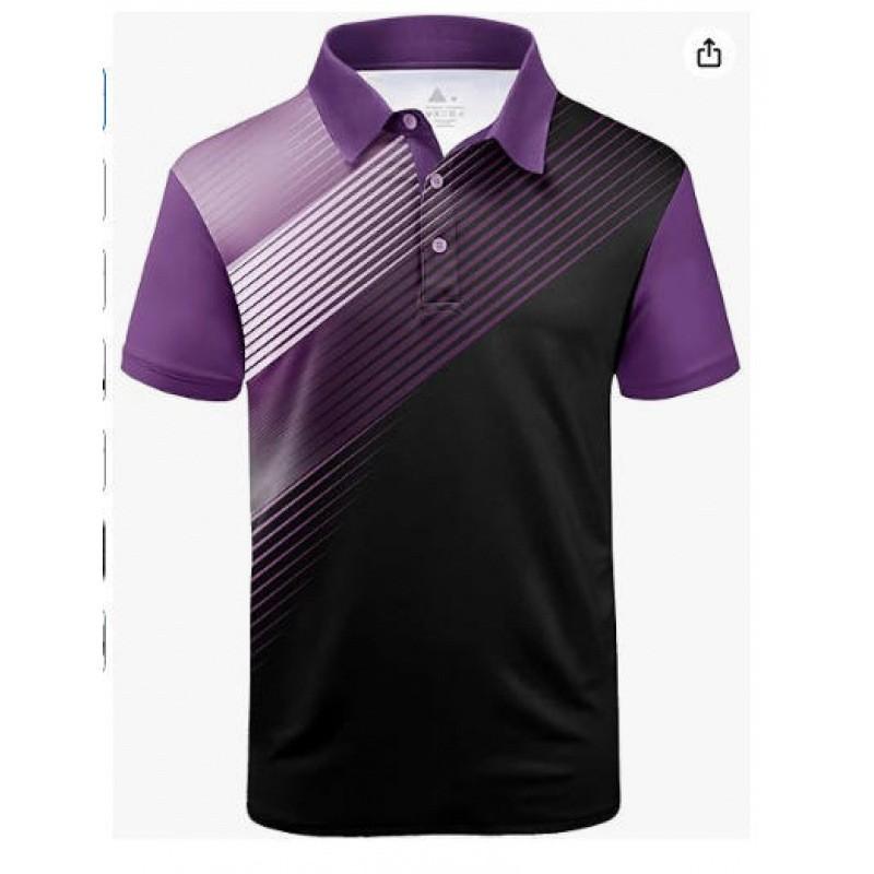 Mens Breathable Short Sleeve Polo Shirt With Digital Print Quick-Dry Loose Fit Casual Wear