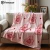 Blush Floral Dots Cartoon Anime Print Flannel Blanket Soft Warm Throw for Kids Bedroom Sofa Bed Christmas Office Car