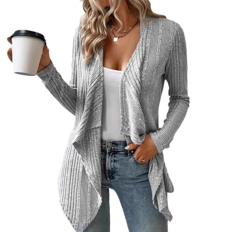 Autumn/Winter Women's Cardigan Top Solid Color Casual Fashionable Loose Long Sleeve Knitted Sweater Jacket