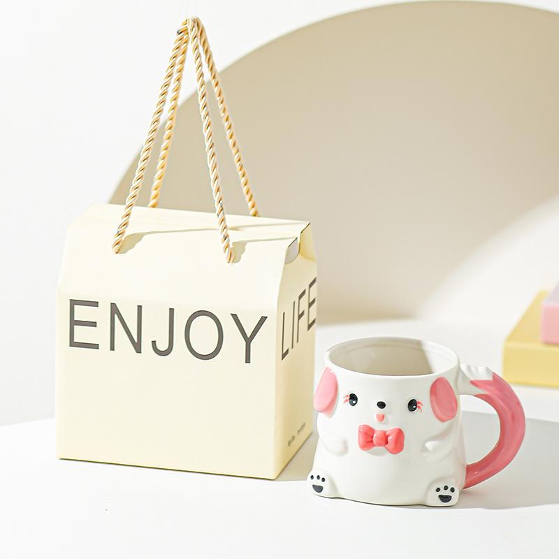 Cute Cartoon Puppy Ceramic Cup Mug Milk Cup High Temperature Resistance Household Cup Water Cup Couple Cup Gift for Girls
