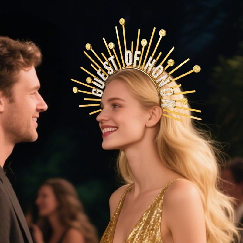 Guest of Honors Crownpiece Headbands NonSlip Hairhoop with Spiked For Dancing Event Wedding Ceremony Dressingup Headwear