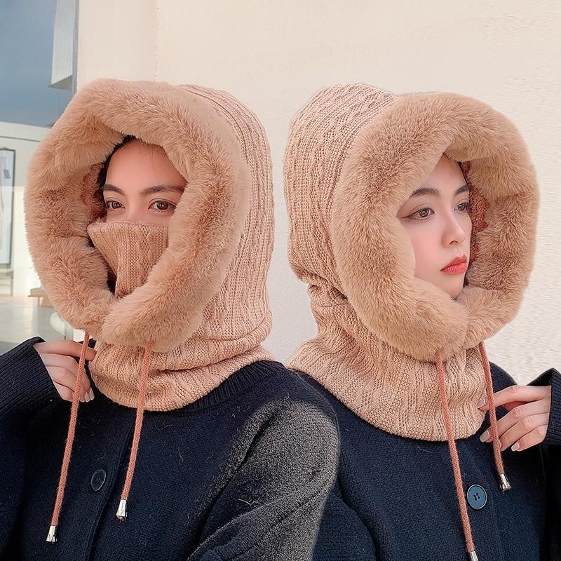 Plush Winter Hat For Women With Windproof Design And Ear Protection For Outdoor Activities