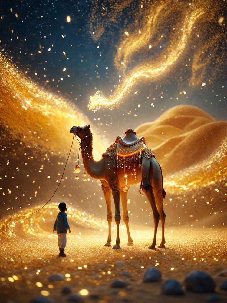 Full Drill 5D Diy Diamond Painting Desert Camel Animal Embroidery Sunset Scene Cross Embroidery Crystal Mosaic Home Decoration