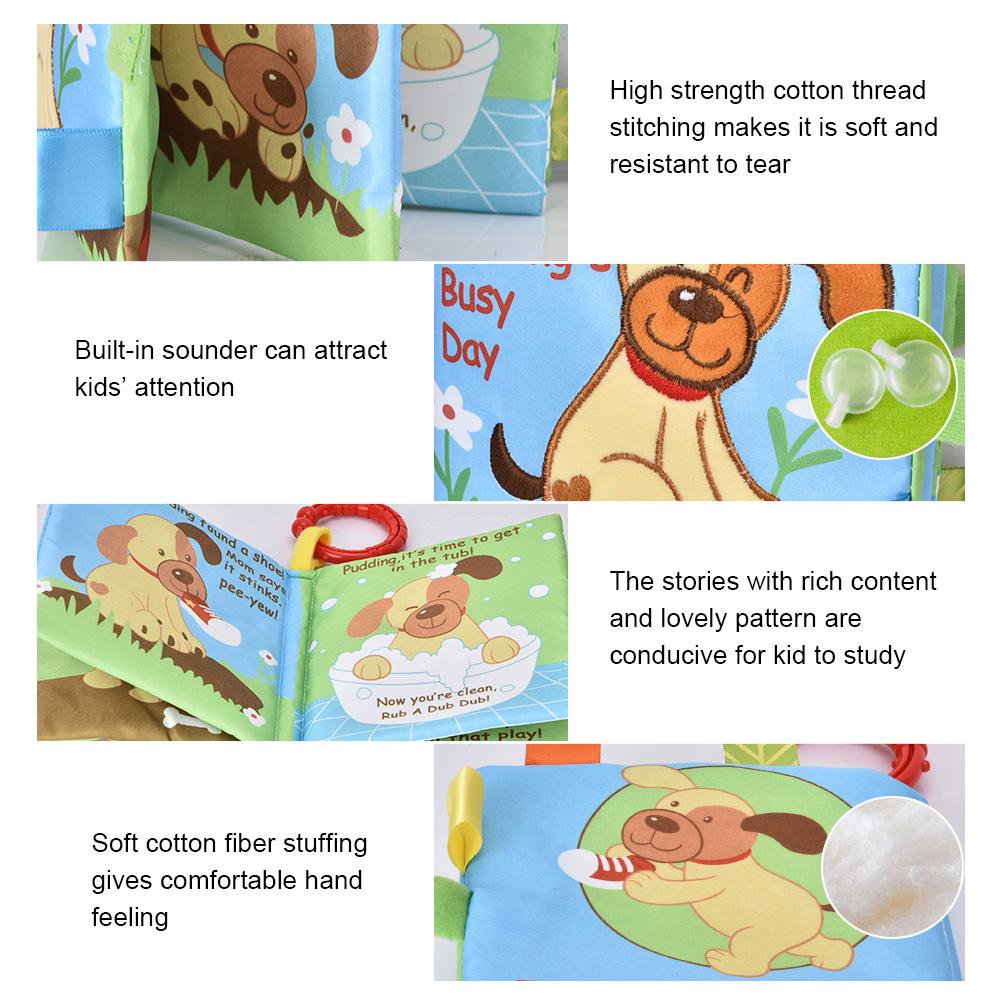Baby Soft Cloth Story Book Infant Rattles Book Toy Early Educational Development Toys (Puppy)