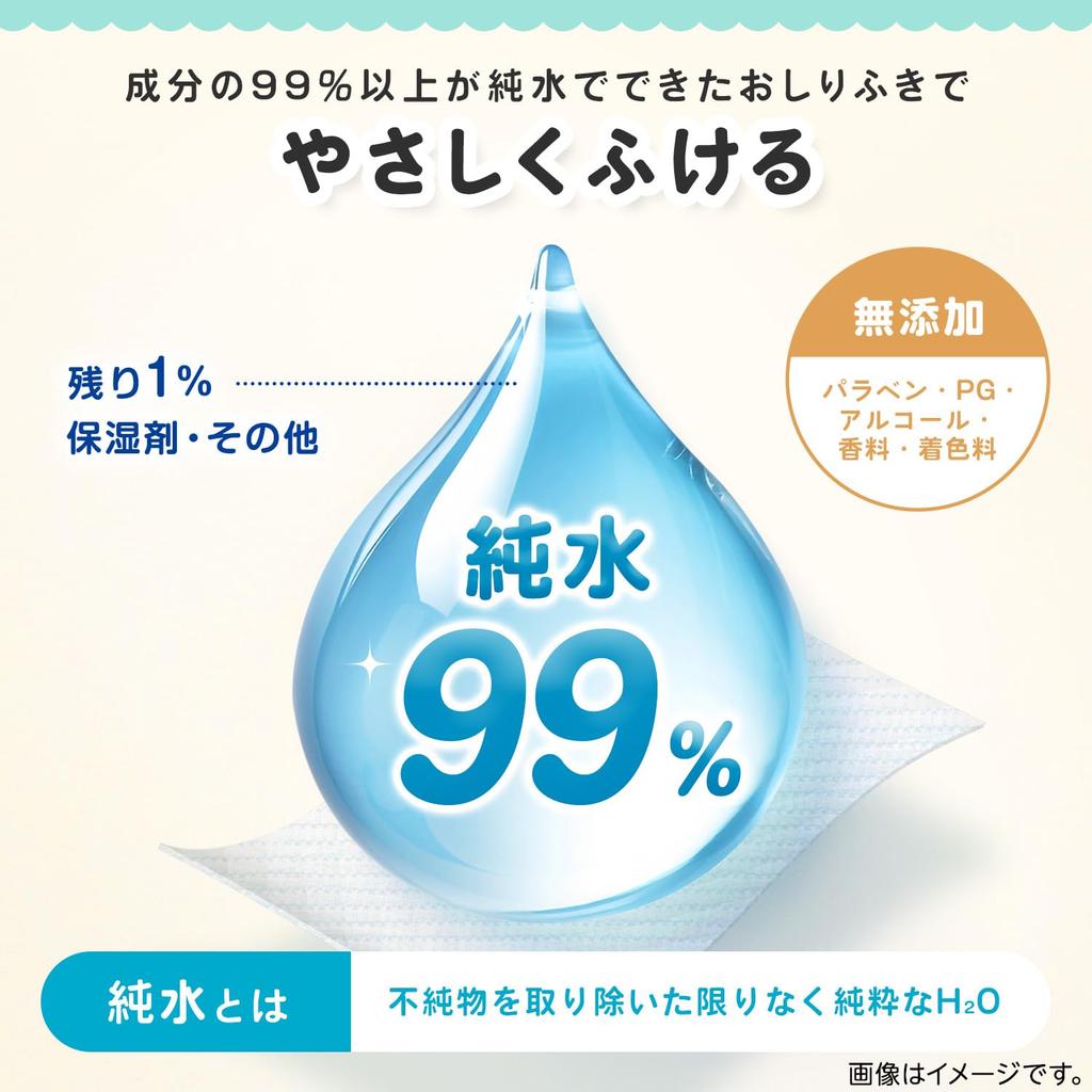 Chiikawa Pure Water Baby 80 sheets x 3 packs Soft Sheets Made in Japan Rabbit 3 Patterns Random Assortment 99% Wipes, / / Additive-Free / / Chiikawa,