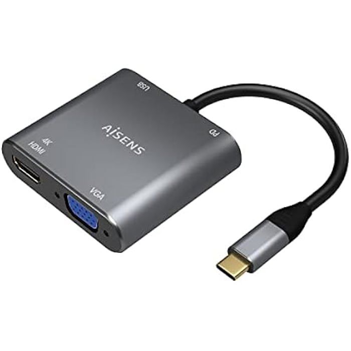AISENS Adaptateur USB Type-C A109-0626 HDMI HEMBRA VGA HEMBRA USB Type-C Macho USB HEMBRA USB Type-C HEMBRA