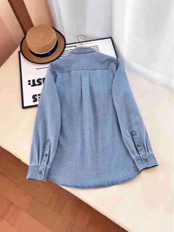 Unisex Washed Denim Long-Sleeve Loose Shirt, Casual Spring/Autumn Outerwear