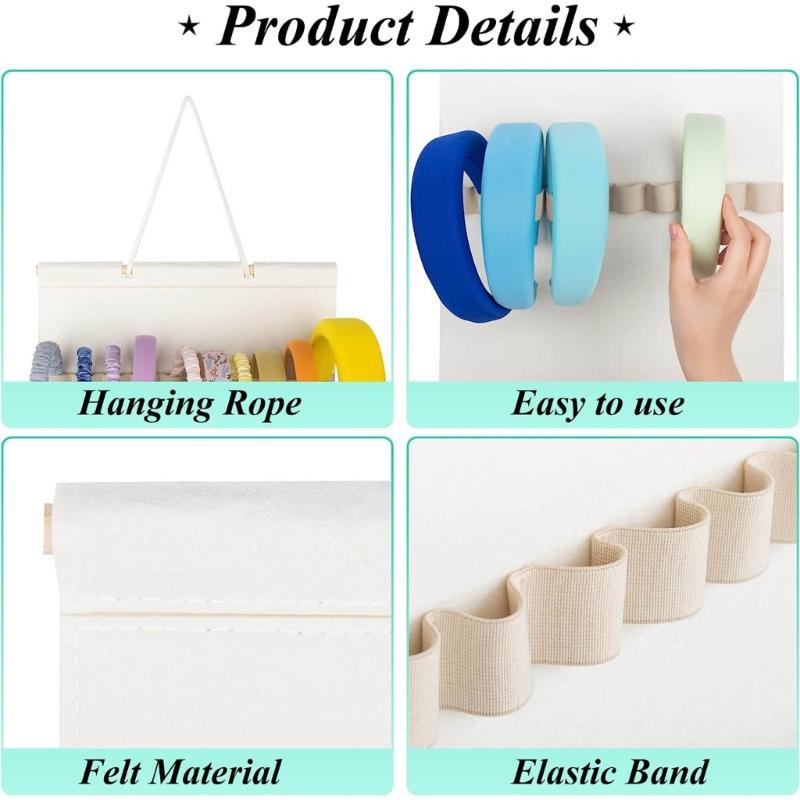 Stylish Headband Storage Rack Hair Accessories Felt Organizer Display Stand for Hairbands Hairclips and Bracelets