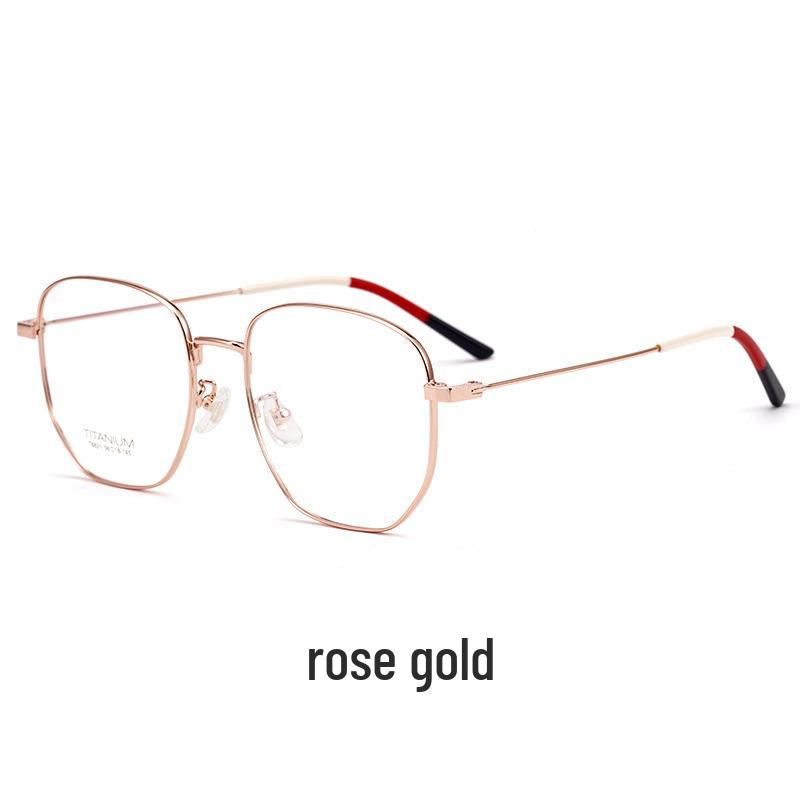 Danyang Ultra-light Pure Titanium Myopia Glasses with High-Power Anti-Blue Light, Trendy Large Frame розового золота