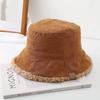 Women's PVC Lamb Fleece Double-Sided Fisherman Bucket Hat Autumn Winter Thickened Warm Windproof 6-Panel