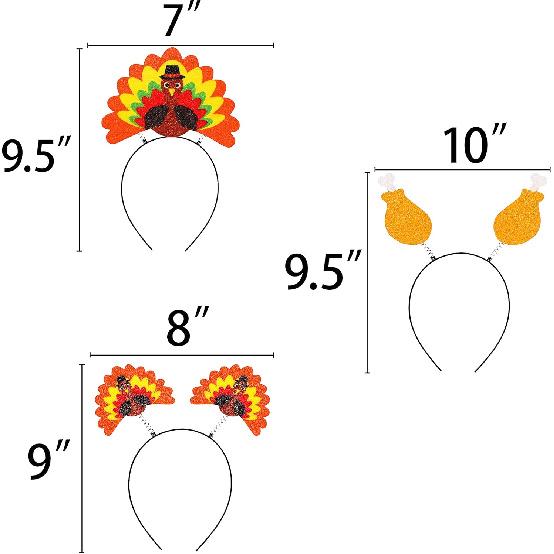 Geefuun 6PCS Thanksgiving Turkey Headband Decorations - Party Head Boppers Accessories