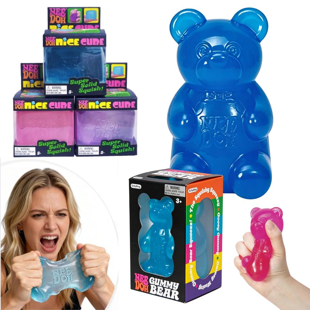 Bai Fen Bai Toys Nee Doh Gummy Bear Squishy Toy Soft Stress Relief Sensory Fidget Squeeze Toy For Kids & Adults Non-Toxic Anxiety Relief Desk Toy