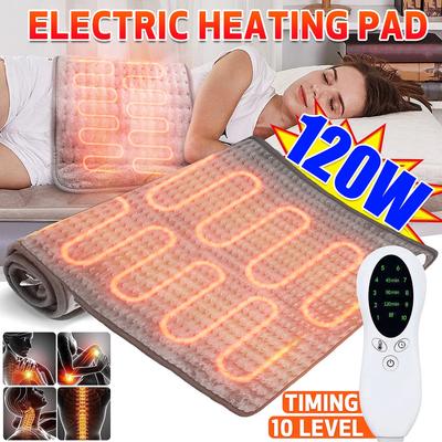 120W 10 Level Electric Heating Pad Timer for Shoulder Neck Back Spine Leg Pain Relief Wrap Temp Heater Pad 43x84cm