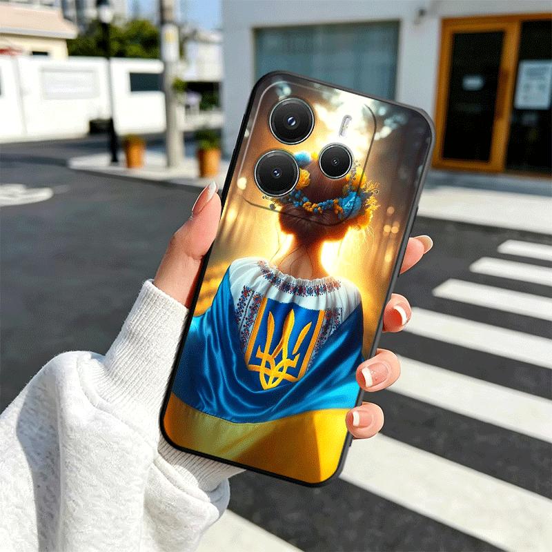 Blue Yellow Ukrainian Girl Soft Phone Case for Xiaomi Redmi Note 12 13 14 15 Pro Plus 11 12S 11S 11T 10 4G Black Cover Back Shel