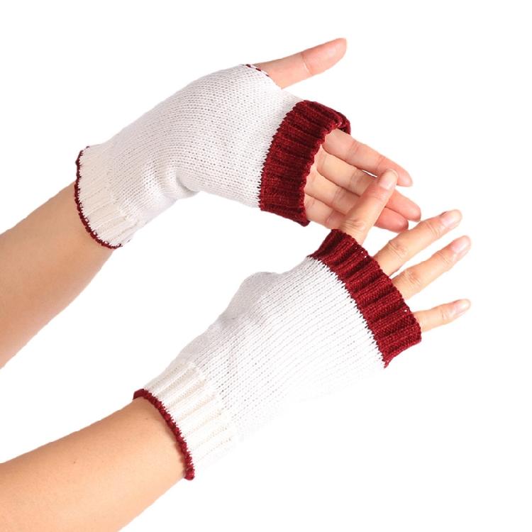 Soft Kid Winter Glove Half-finger Knit Color Matching Mitten for Winter Supplies